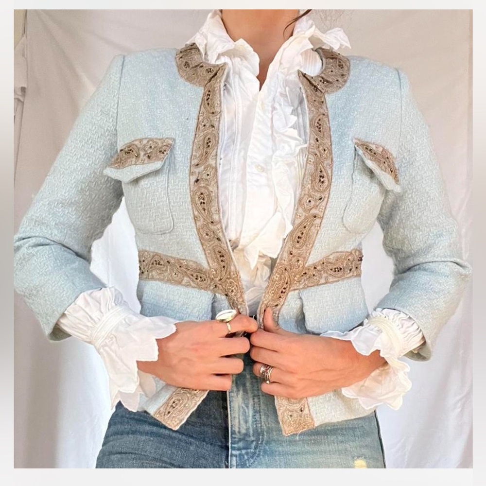 Elegant Jackie O Women's Jacket with Lace Trim